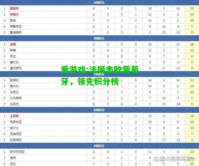 爱游戏:法国击败葡萄牙，领先积分榜